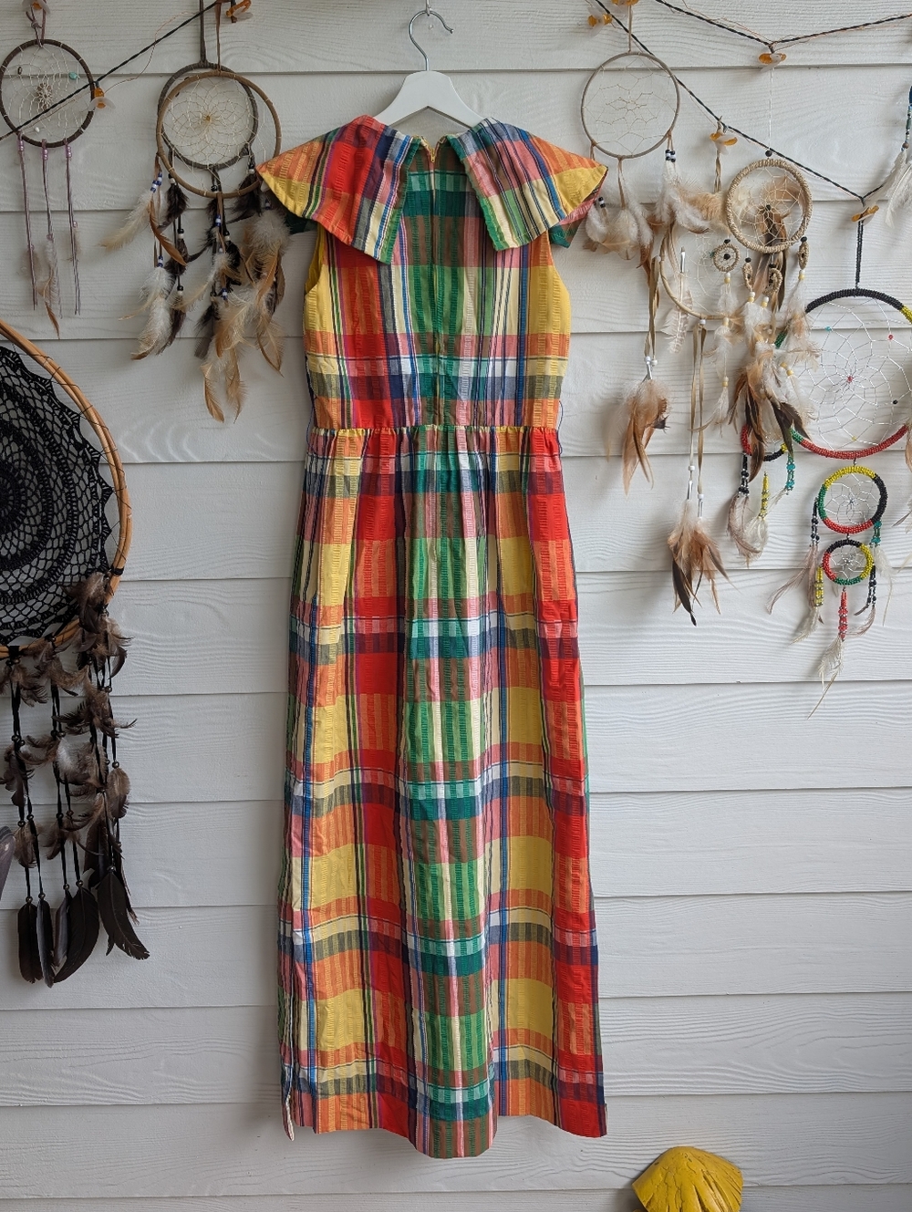 Vintage Rainbow Plaid Colorful Dress - Picture 8 of 13